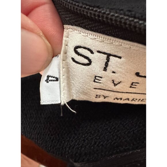 St. John Evening By Marie Gray Black Knit Rhinestone Button Down Top w/ Blemish - Picture 6 of 16